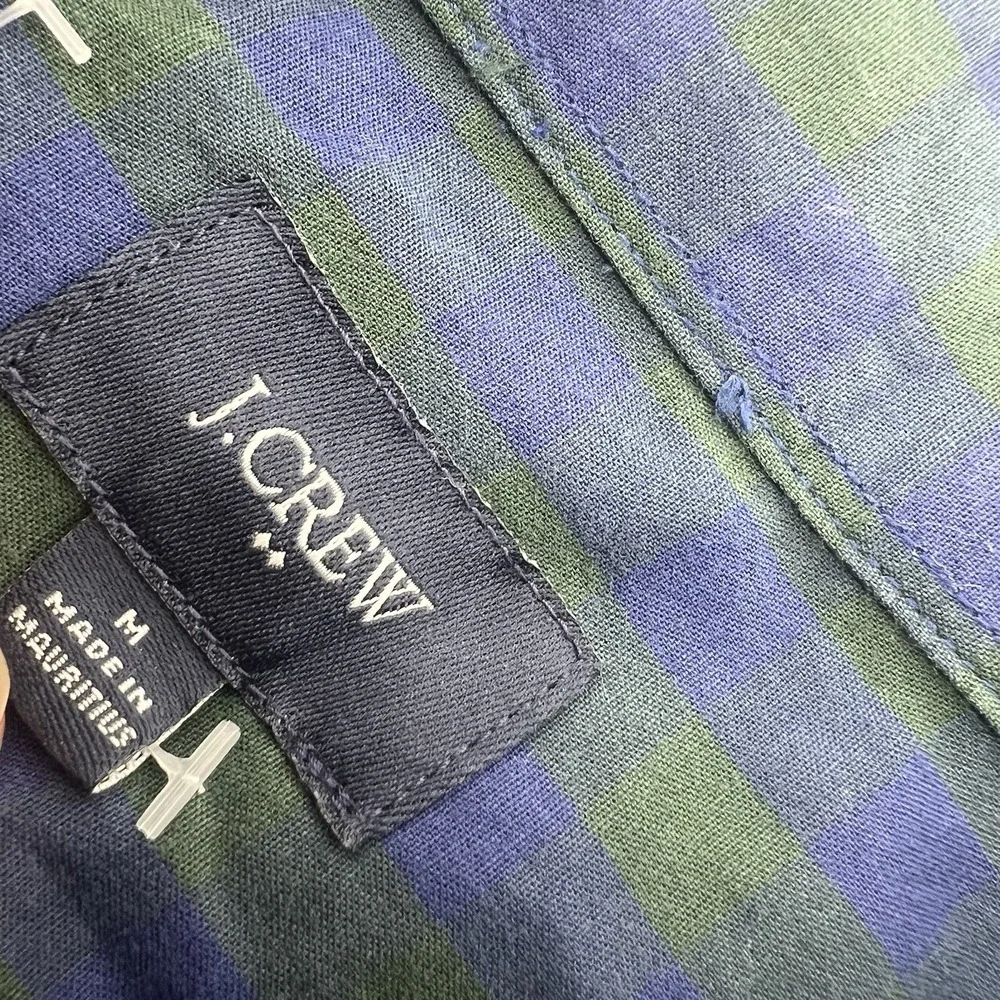 J.Crew Plaid Button-Down Shirt‎ Men's Size M Blue Green  Cotton